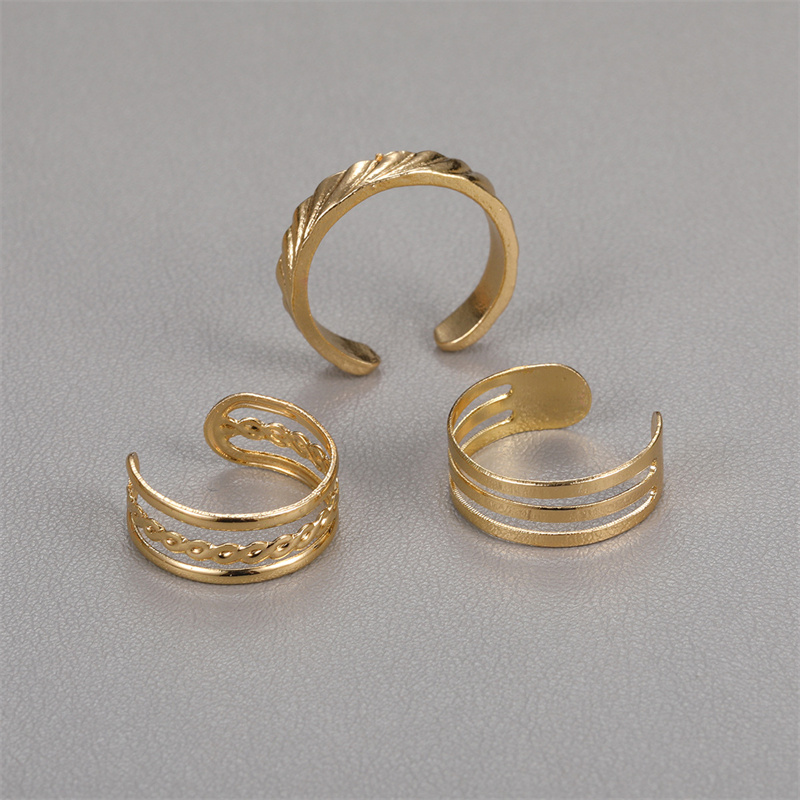 【Shop the Latest Trends】 3PCS Fashion Ins Open Toe Rings For Women Adjustable Simple Minimal Hollow Summer Beach Smooth Feet Ring Jewelry On Foot ZHANGNA.