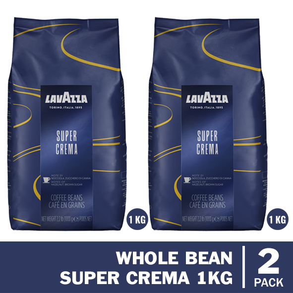 2 pack) Lavazza Super Crema Whole Bean Coffee Blend, Medium