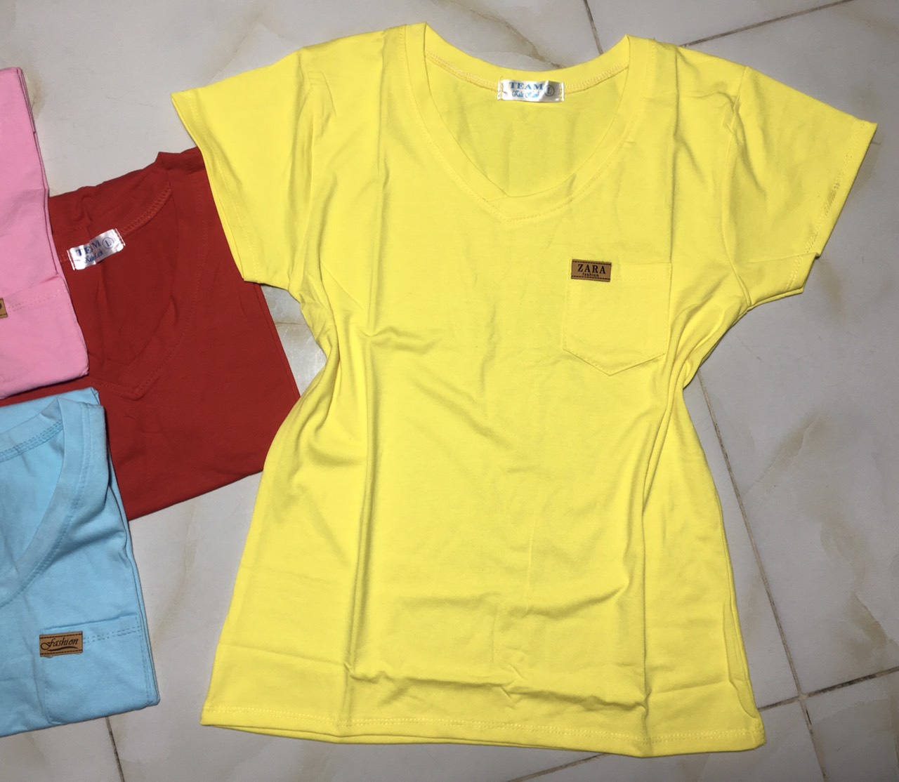 { 100k 3 áo } Áo thun nữ cổ tim trơn form ôm body cực tôn dáng