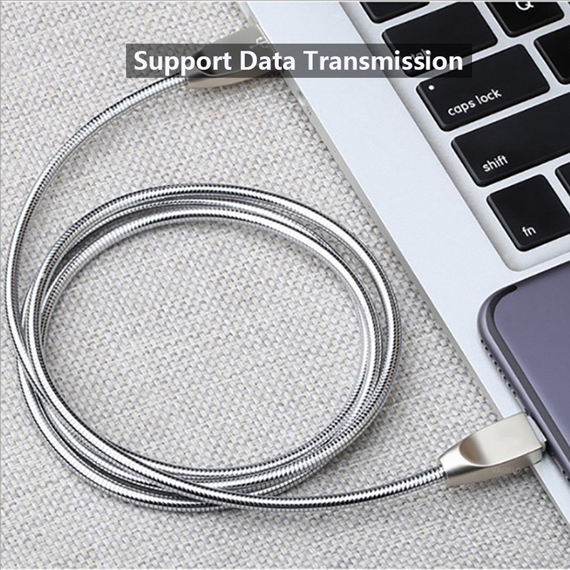 DISOUR Metal Spring Data Charging Cable USB Type-C Lightning Micro-USB Fast Charger Cable Strong Protection For iPhone Xiaomi Huawei Samsung