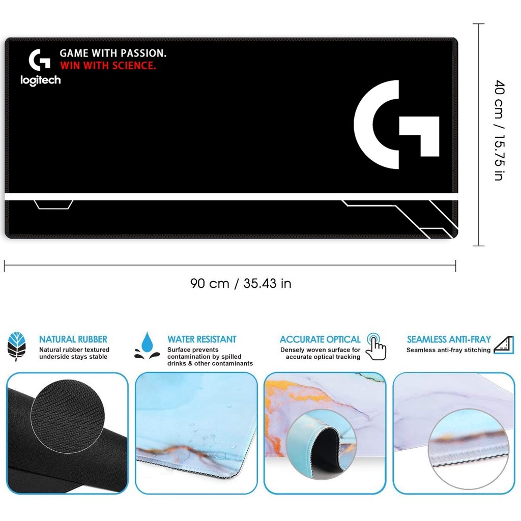 Extended Mousepad Logitech Mousepad Black and white Large