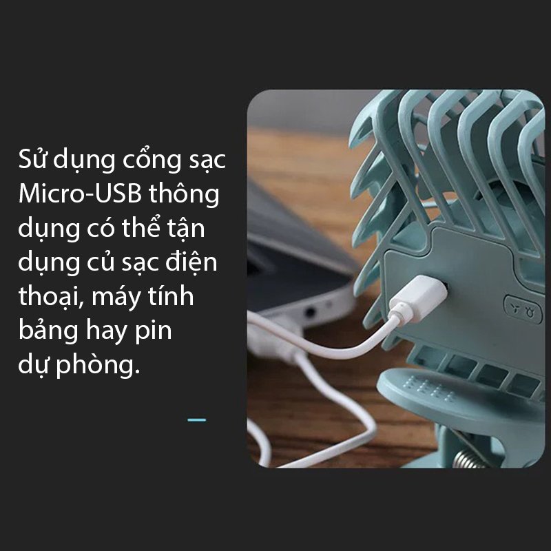 Quạt Sạc Tích Điện Mini Usb Cầm Tay 3 Chế Độ