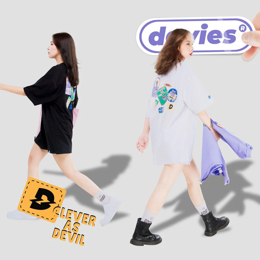 Áo thun Davies nam nữ DSS Tee Devil Sticker - Black