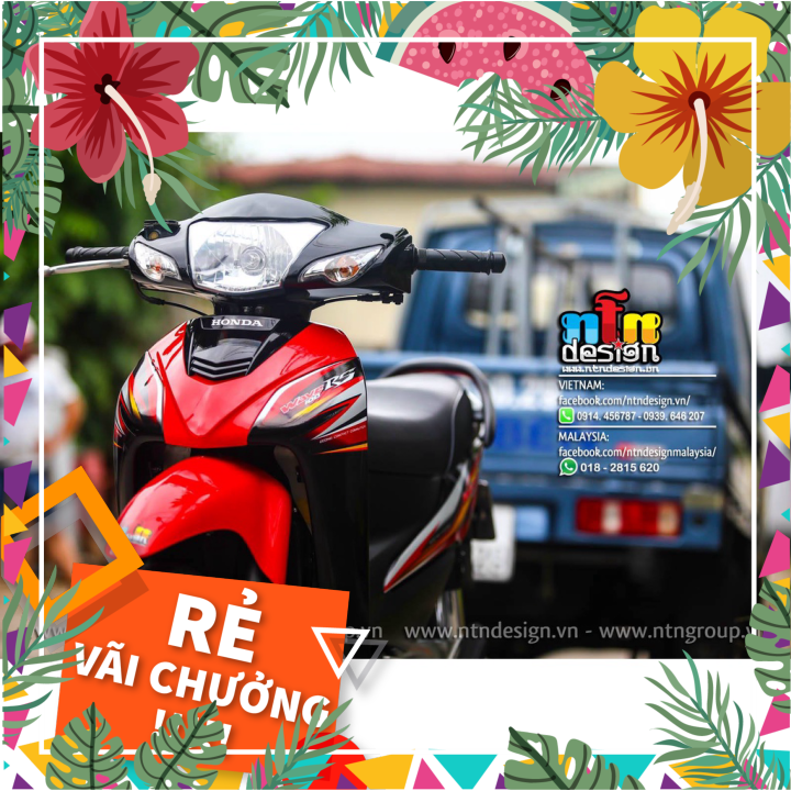 Tem rời dán xe wave a 100 mẫu rs đỏ đen,