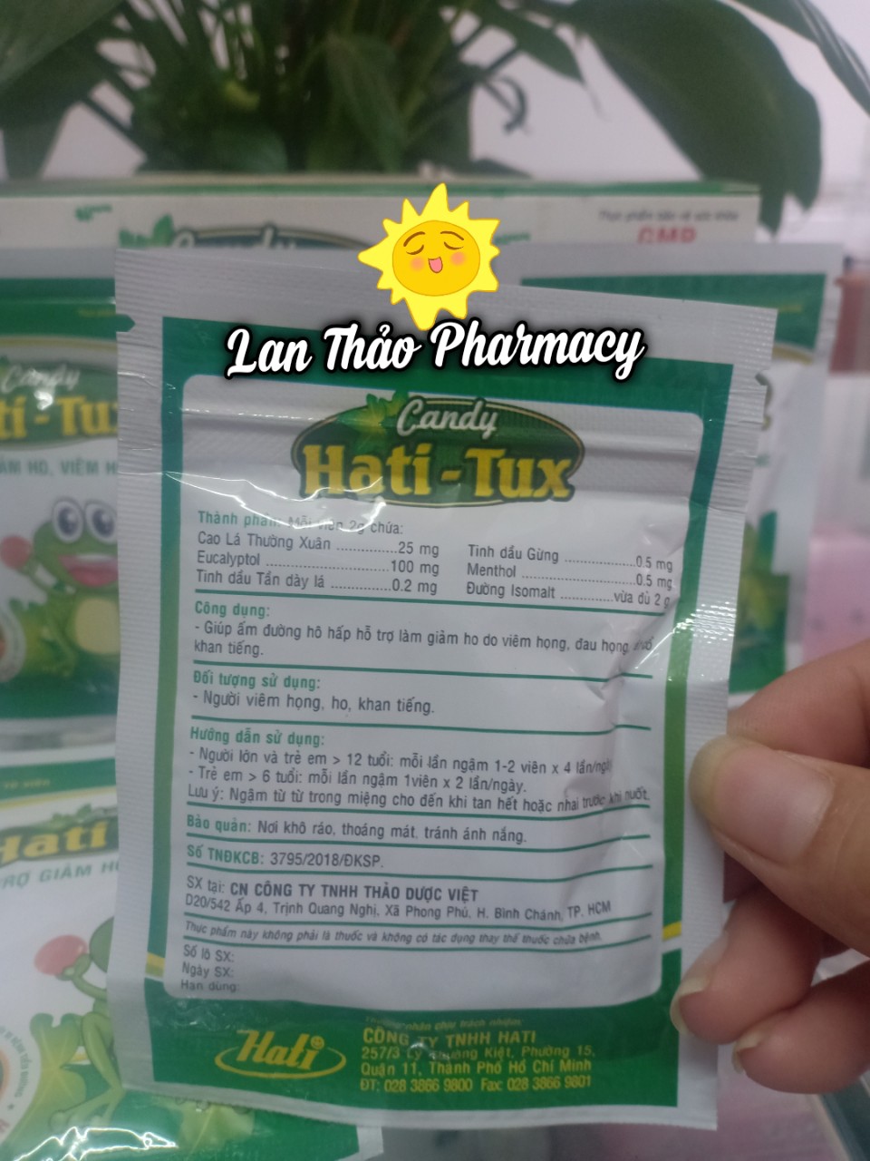 [lẻ 1 gói 8 viên] Kẹo ngậm ho viêm họng Hatitux - kẹo cay con ếch