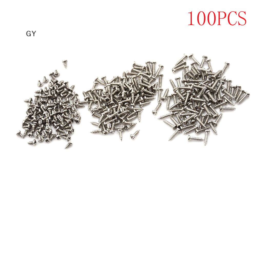 GY 100pcs M2 Screw Thread Diameter Round Head Cross Screws Self Tapping Screw