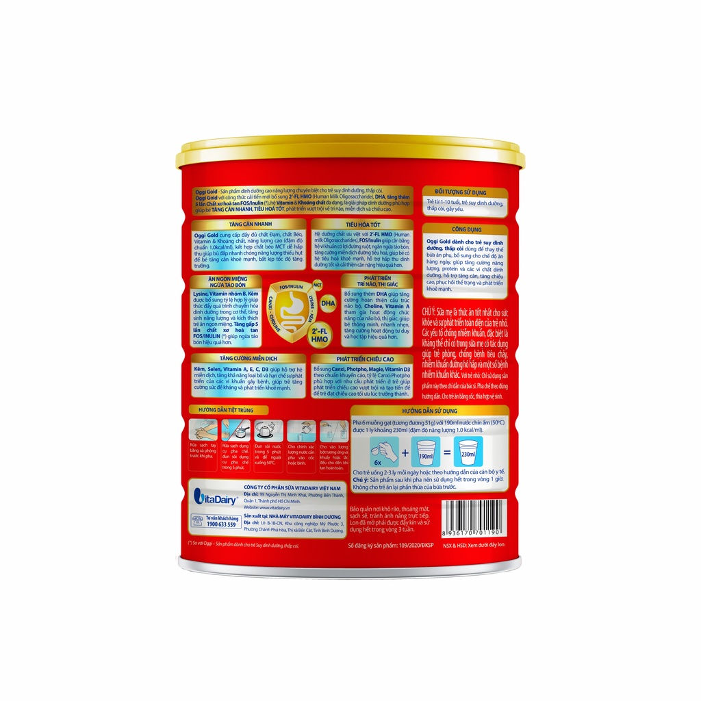 (HSD T3-2028) (Mẫu Mới Quét Mã QR - Tích Xu) Sữa Bột OGGI Suy Dinh Dưỡng Gold 900g.