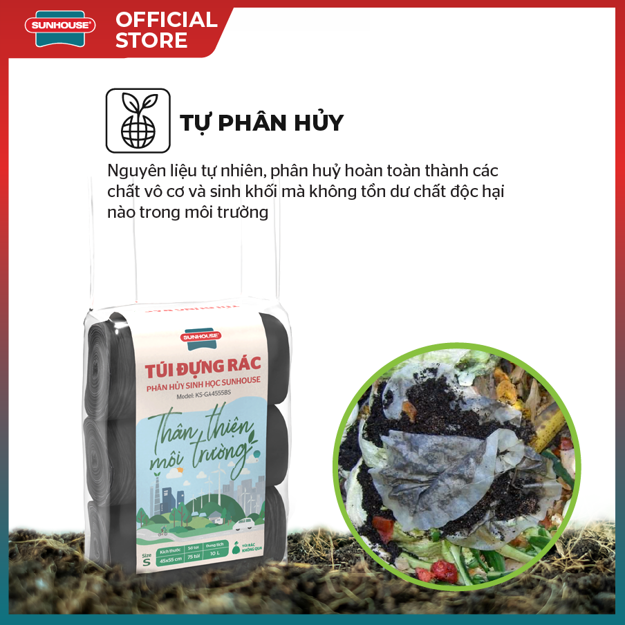 Túi đựng rác phân hủy sinh học SUNHOUSE KS-GA4555B - Hình ảnh 3
