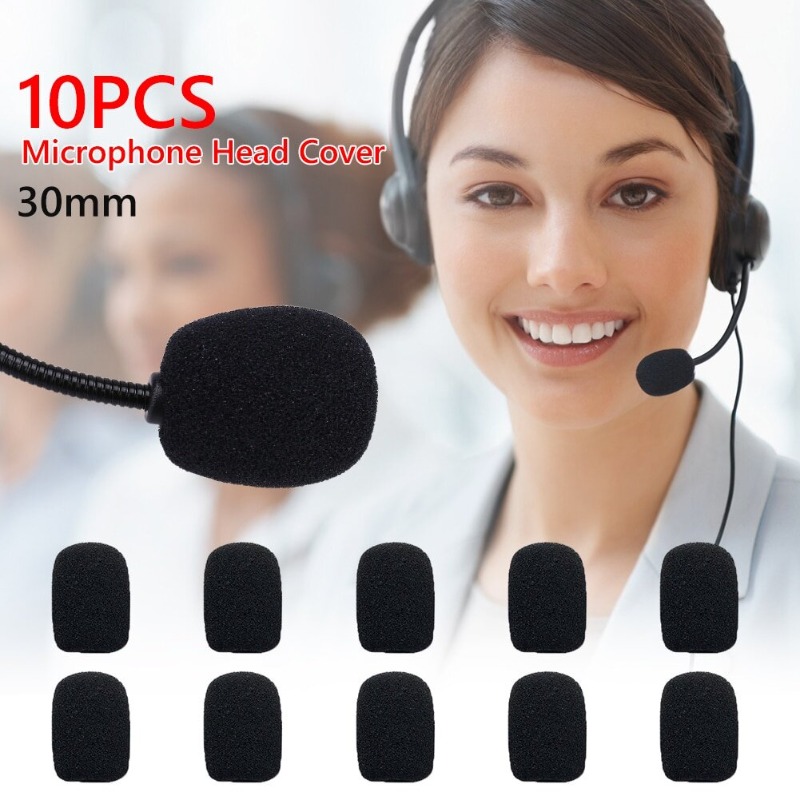 10 miếng bọt biển micrô bọc bảo vệ tai nghe mic bền nắp bảo vệ giảm tiếng ồn mềm màu đen
