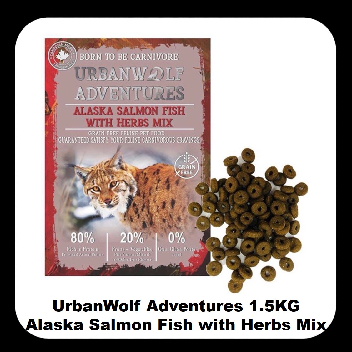 URBANWOLF ADVENTURES CAT FOOD 1.5KG# ALASKA SALMON FISH WITH HERBS MIX ...