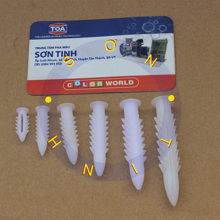 Bộ 10 Tắc Kê Nhựa 6 Khía Tiến Phát đủ size (loại dẻo) Từ 2 Phân - 7 Phân Dùng Cho Ốc Từ 5 Li - 12 Li