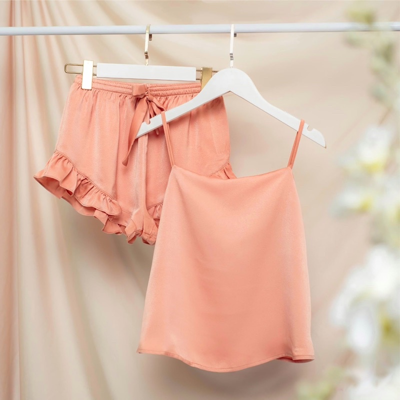 Đồ ngủ sexy mặc nhà, bộ lụa hai dây cao cấp B06