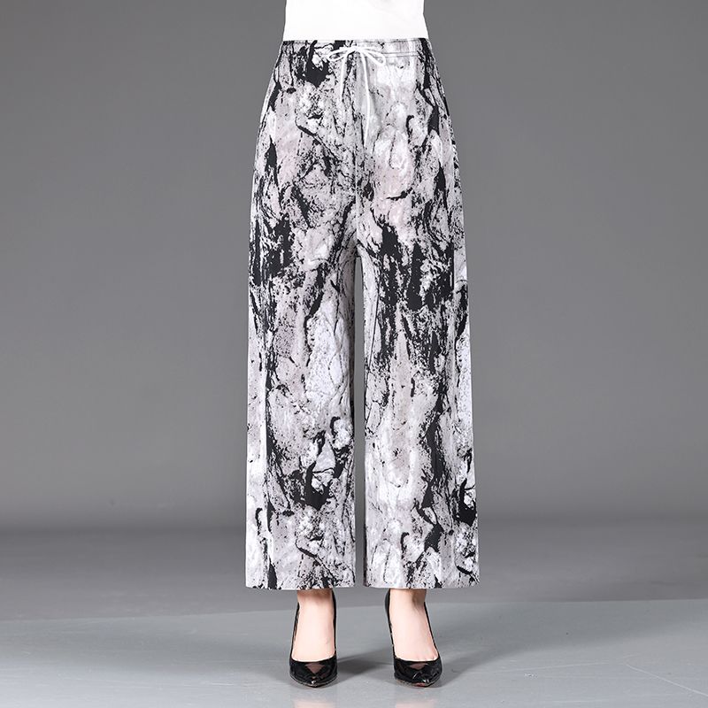 2024 Spring/Summer Wide Leg Pants Women's Loose Versatile Colored High Waist Slimming Middle Aged Women's Casual Straight Leg Pants