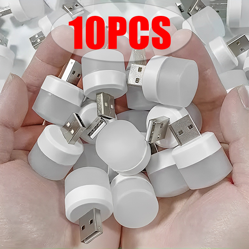 10 cái USB mini đèn ban đêm màu trắng ấm bảo vệ mắt Đèn đọc sách Phích cắm USB máy tính sạc di động đèn LED sạc đèn ngủ