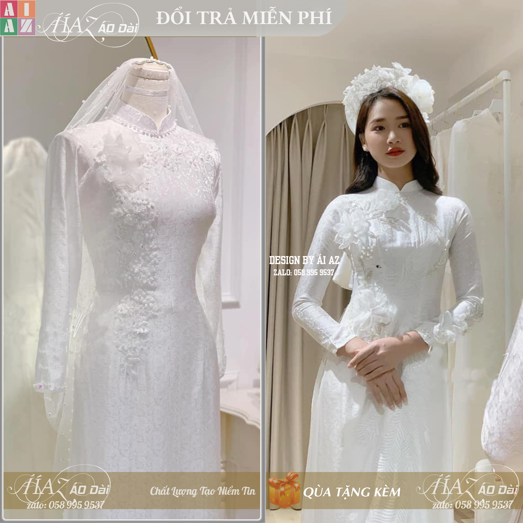 Áo Dài Cô Dâu Cưới Hỏi D6