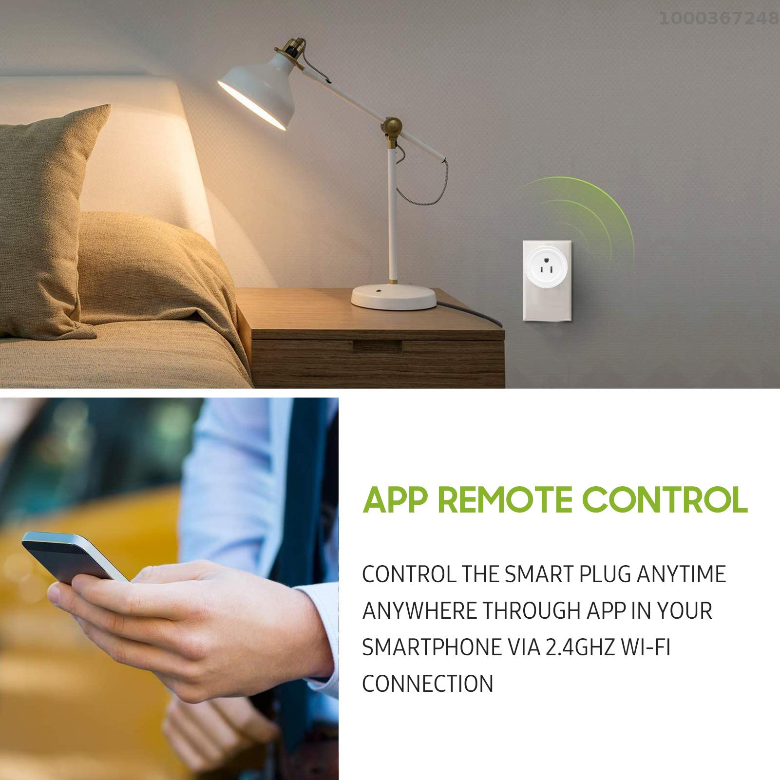 Smart Wi-Fi Plug Wireless Wifi Socket APP Remote Control Voice Control Schedule Function Smart In-wall Socket Outlet 10A White (US Plug, AC 100-240V)