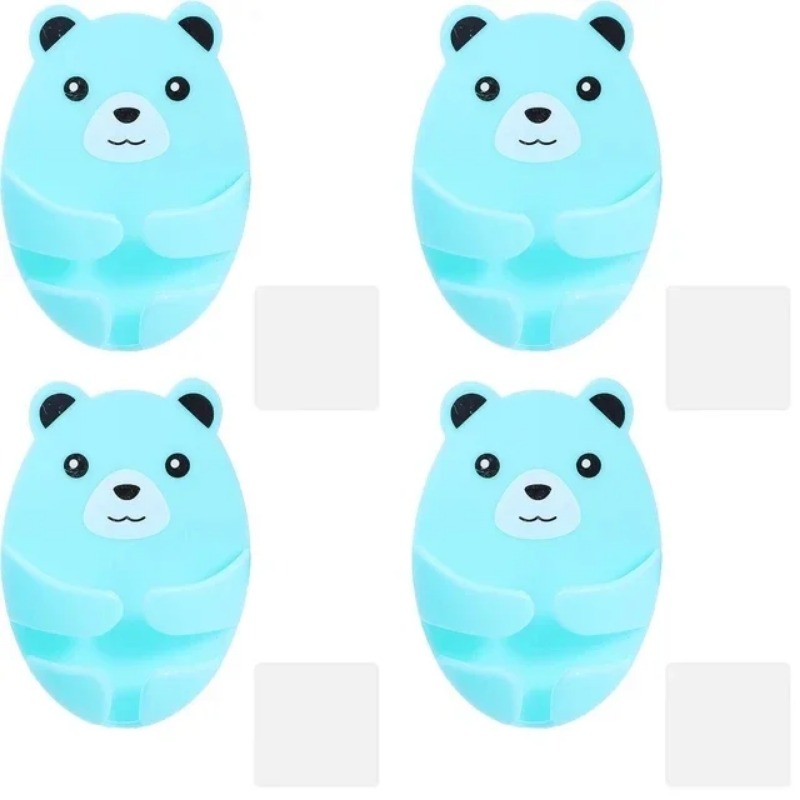 1/4Pcs Bear Plug Storage Hook Wall Organize Bracket Socket Holder Creative Mobile Phone Bracket Self-adhesive Storage Hanger