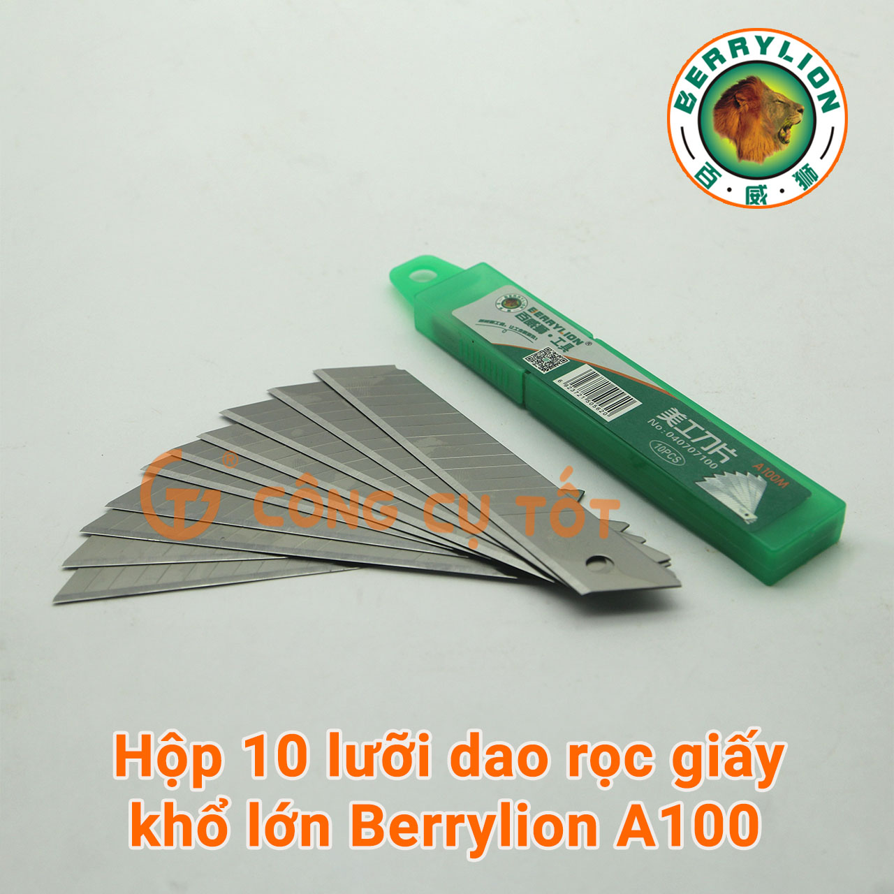 Hộp 10 lưỡi dao rọc giấy khổ lớn ls a100 và berrylion a100