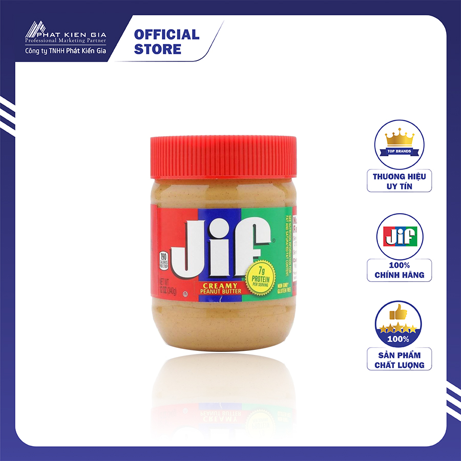 Bơ Đậu Phộng Mịn Jif 340g - Nhập Khẩu Mỹ | Jif Creamy Peanut Butter 340g