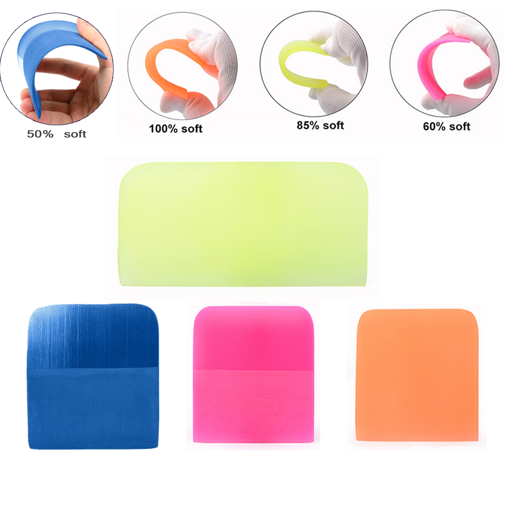 EHDIS 3-Pack Soft PPF Squeegee Set – TPU Rubber Vinyl Wrap Scraper For Car Film, Window Tint & Bubble Removal (Pink)