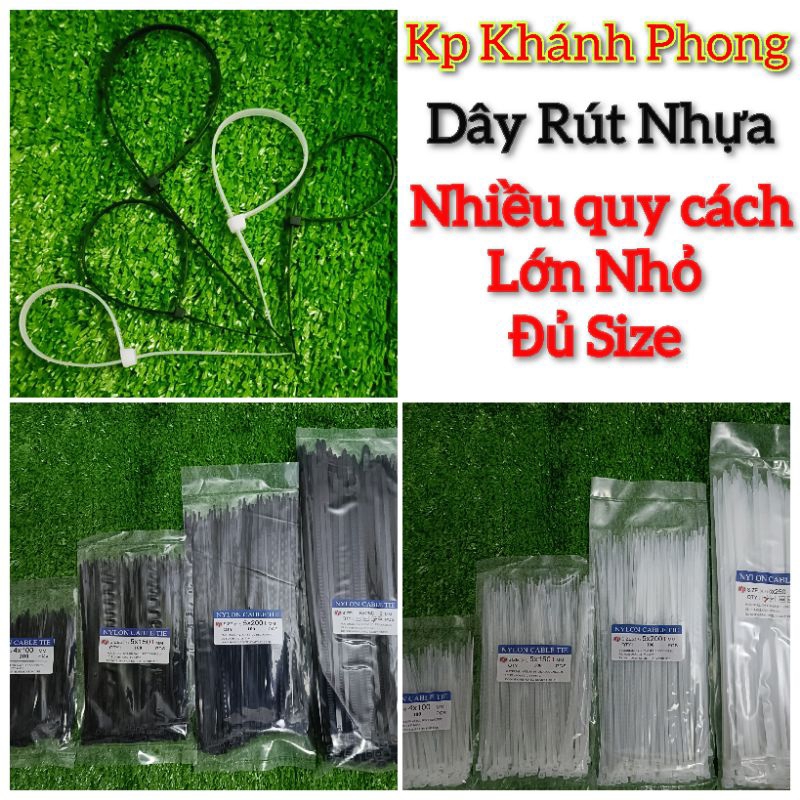 Dây rút nhựa trắng đen bảng 7.6li x300 & 400 & 500 & 600
