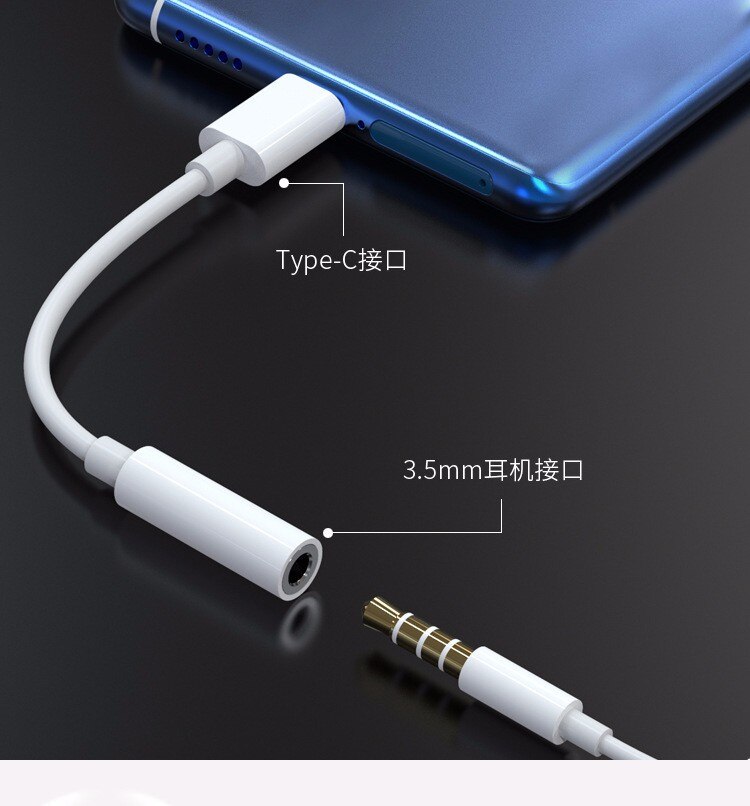 Type C To 3.5mm Aux Adapter Type-c 3 5 Jack Audio Cable Original For Huawei Xiaomi Android Type-C-Earphone Connetor Plug