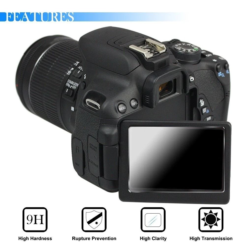 ERYET Dust-Proof 0.3mm Lcd Film Screen Protector Rounded Edge Explosion Proof Camera Protective Film Glass Display Film Camera Tempered Glass Tempered Glass For Canon