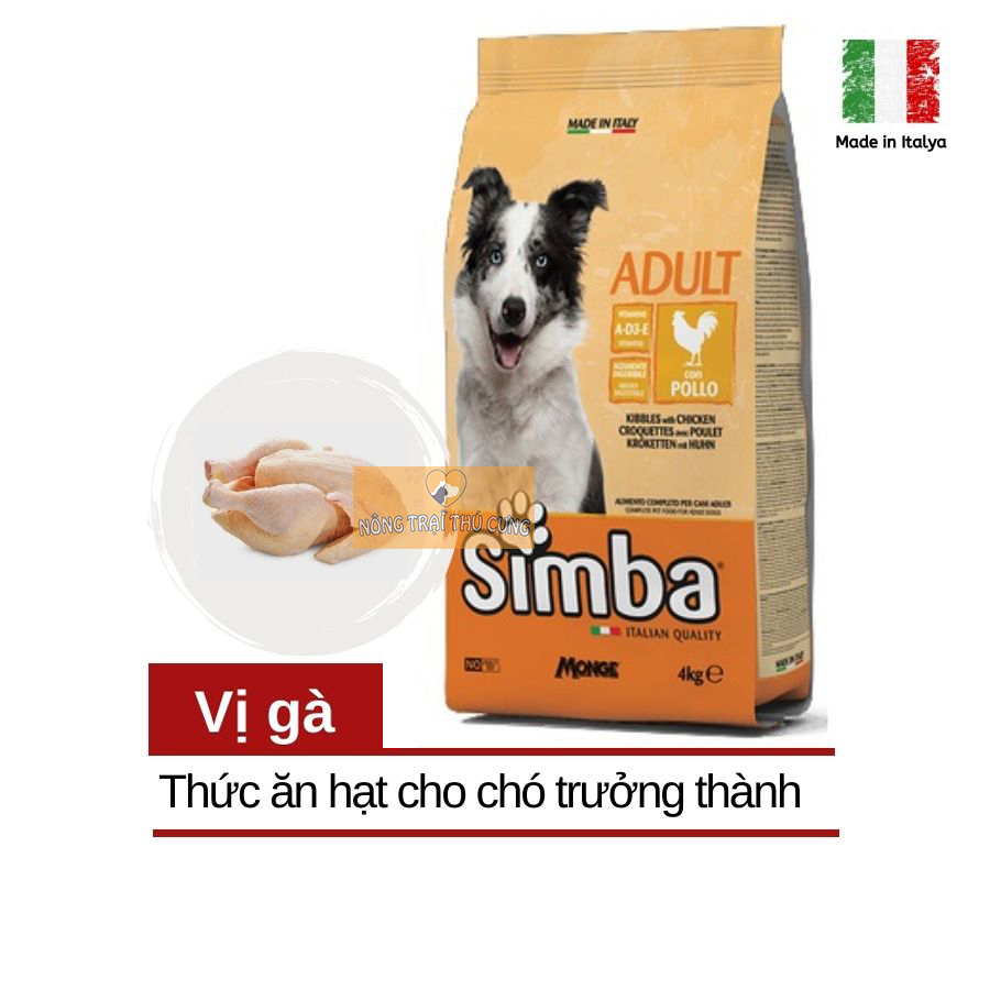 Hạt Cho Chó Trưởng Thành Simba 4KG (Nhập Khẩu Ý) - Vị Gà - [Nông Trại Thú Cưng]