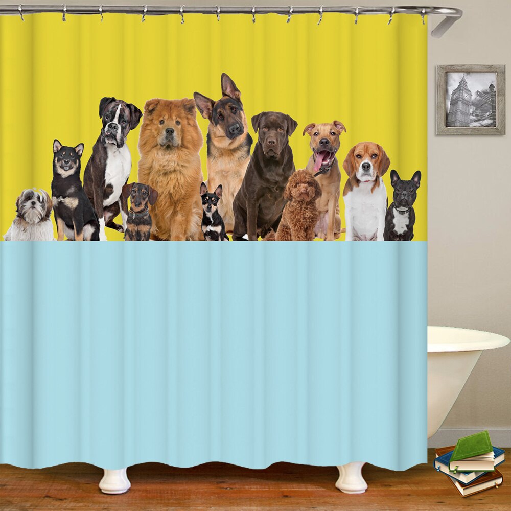 Funny Shower Curtains Bathroom Curtain With Hooks Decor Waterproof Cat Dog  3d Bath 180*180cm Creative Personality Shower Curtain