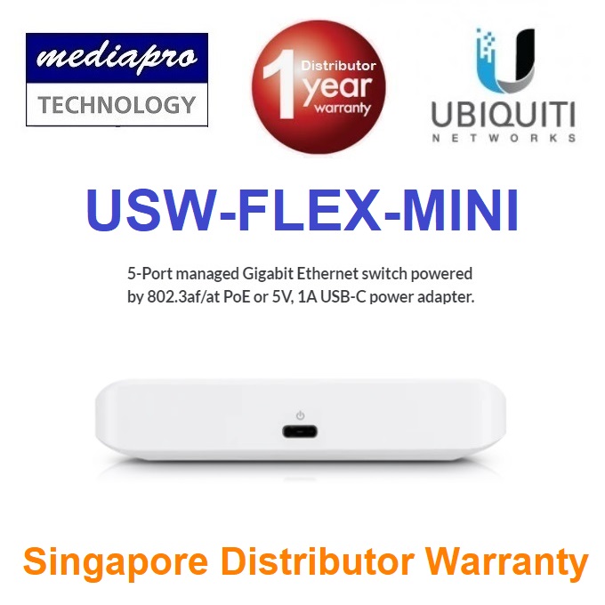 Ubiquiti UniFi USW Flex Mini 5-Port Budget Friendly Managed Gigabit Switch  