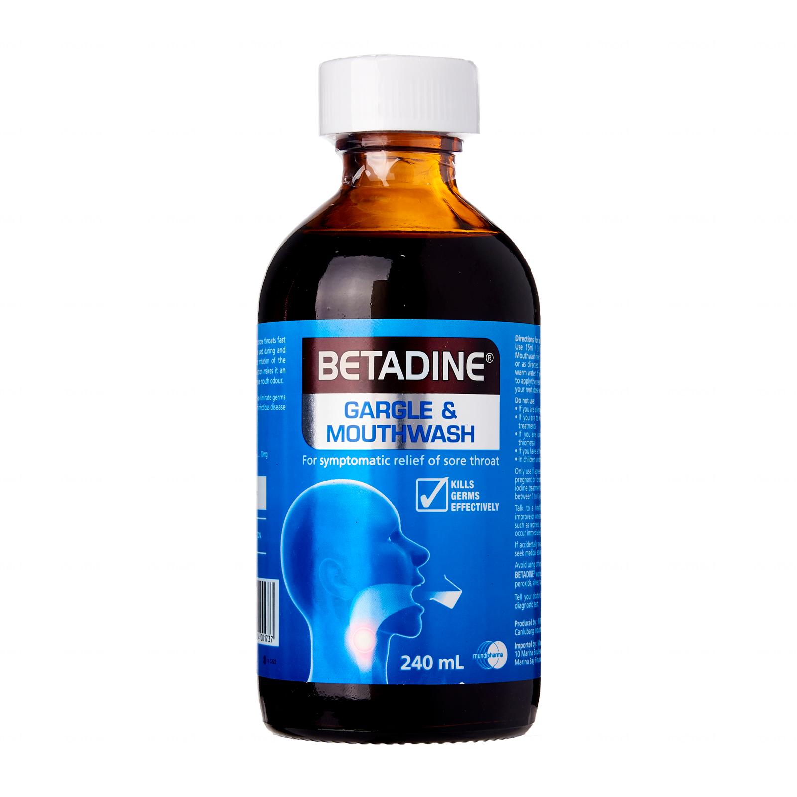 Betadine PovidoneIodine (PVPI) Gargle and Mouthwash 1 Percent W/V 240