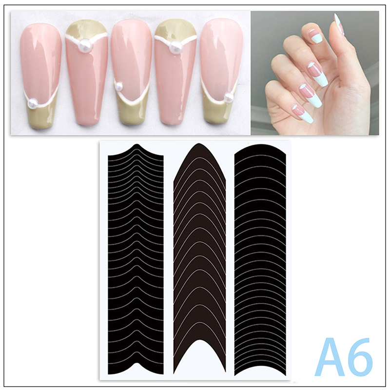 French Manicure Edge Auxiliary Nail Sticker Moon V Self-Adhesive Nail Tip.