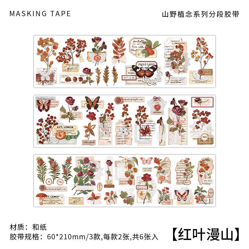 ENWEI 6 Pcs Retro Journal Masking Tape Washi Paper Washi Tape Scrapbooking Material Scrapbook Kit