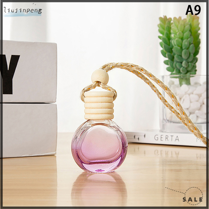 Car Hanging Glass Bottle Air Freshener Empty Bottle Round Gradient Color Aromatherapy Pendant Diffuser Car Decoration Ornament