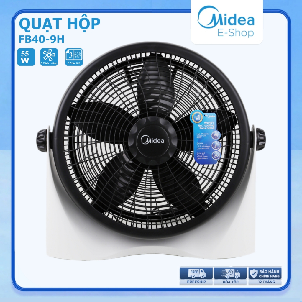 Quạt Hộp 5 Cánh Midea FB40-9H (Công suất 55W, Điều Chỉnh 3 Tốc Độ Gió)