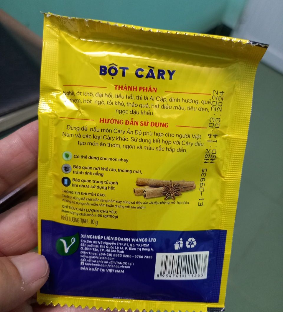 2 GÓI BỘT CÀ RI VIANCO VIỆT ẤN (10 GAM/GÓI)
