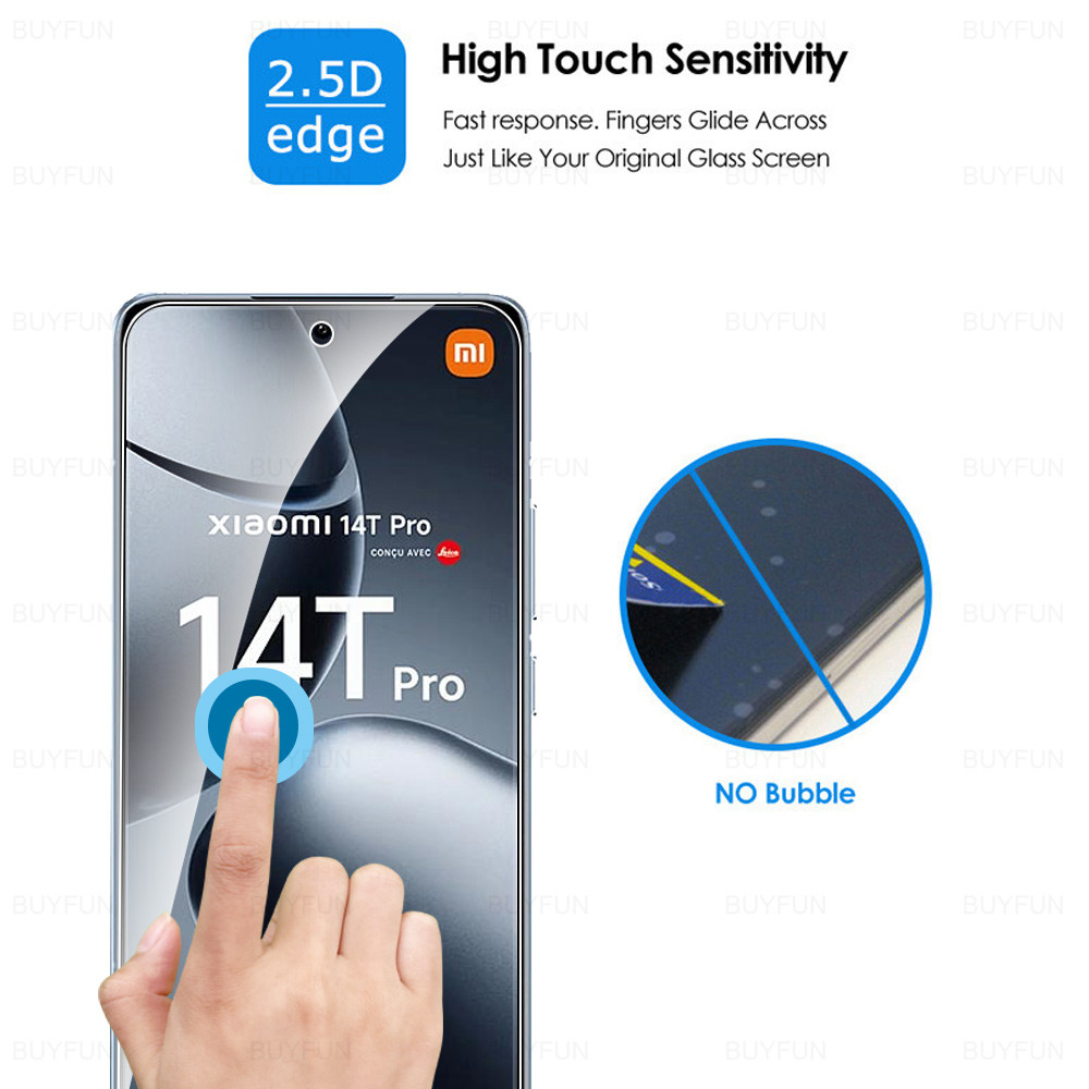 For Xiaomi 14T Pro 3PCS HD Anti-Scratch Tempered Glass Protector for xiaomi 14t pro MI 14T PRO 6.67 inches No Black Edge Screen Protector Full Coverage. 