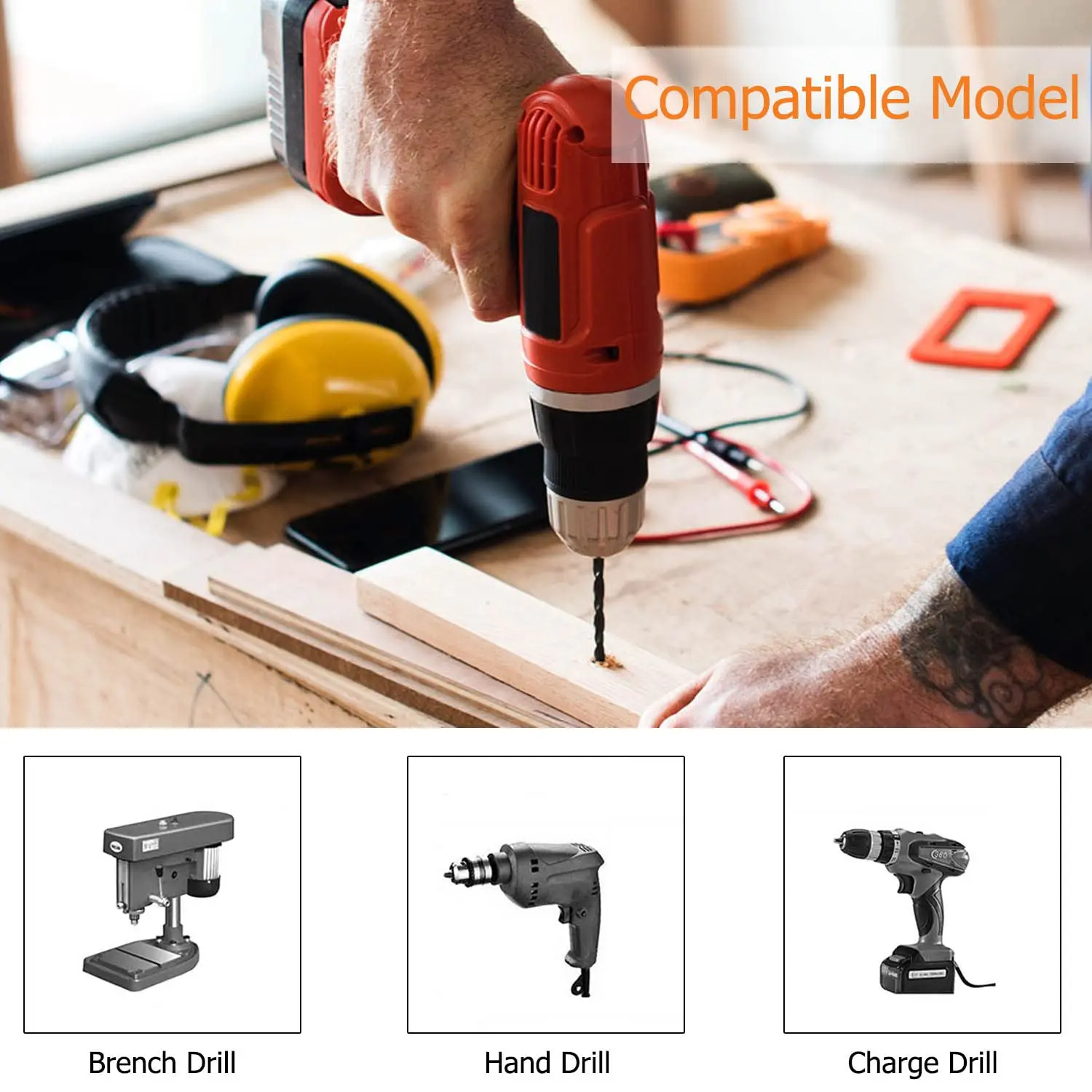 3-12mm Cross Hex Tile Drill Bits Set Hard Alloy Triangle Stone Glass Ceramic Concrete Drill Bit Extension Hole Opener Universal Tool