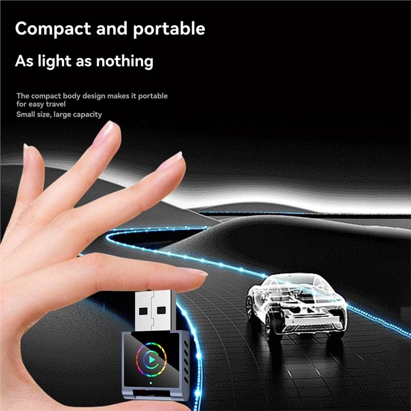 Smart AI Box 2IN1 Wireless CarPlay Android Auto Adapter RGB BT+ WIFI USB Dongle Plug Play Convert Conversion Wired to Wireless.