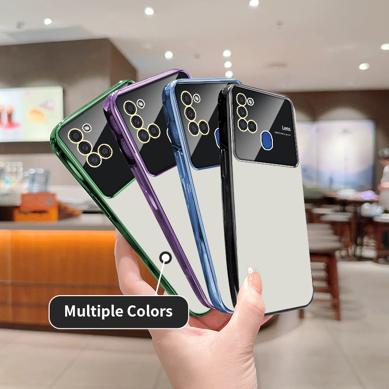 Clear Plating Phone Case For Samsung Galaxy A21S Case SamsungA21S Transparent Shockproof With Camera Protection Soft Cover