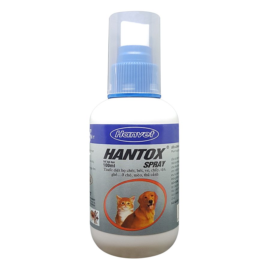 Xịt ve rận Hantox Spray chai 100ml trên chó mèo