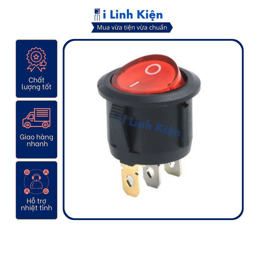 Công tắc bập bênh tròn KCD1-105 6A250V 3P có đèn