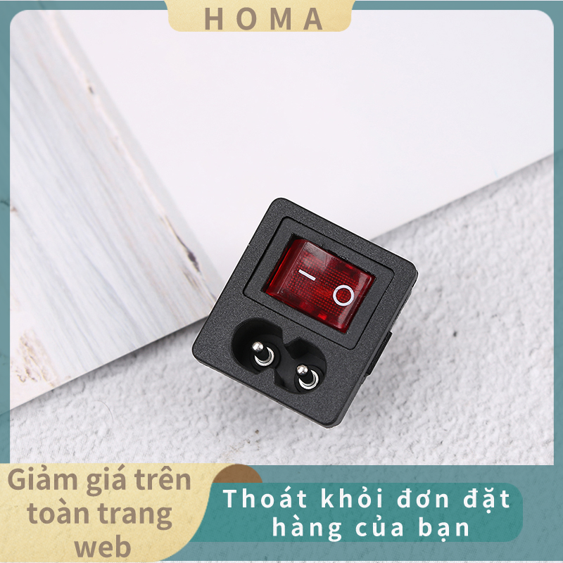 💖homa ổ cắm đầu vào dây nguồn có công tắc bật tắt đèn đỏ 250v 10a
