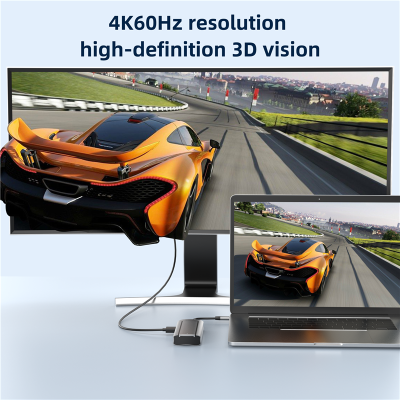 6-in-1 USB Hub With Disk Storage Function USB Type-C to 4K 60Hz HDMI-Compatible Laptop Dock Station