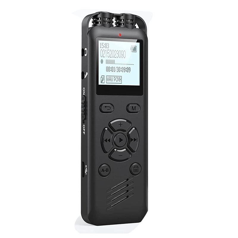 Black Digital Voice Recorder for Lectures Meetings, Timing Recording Voice Activated Recorder Device with Playback