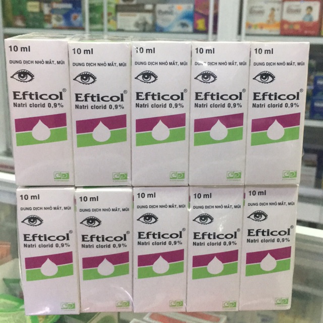 Combo 10 chai dung dịch nước muối nhỏ mắt, mũi Efticol 10ml