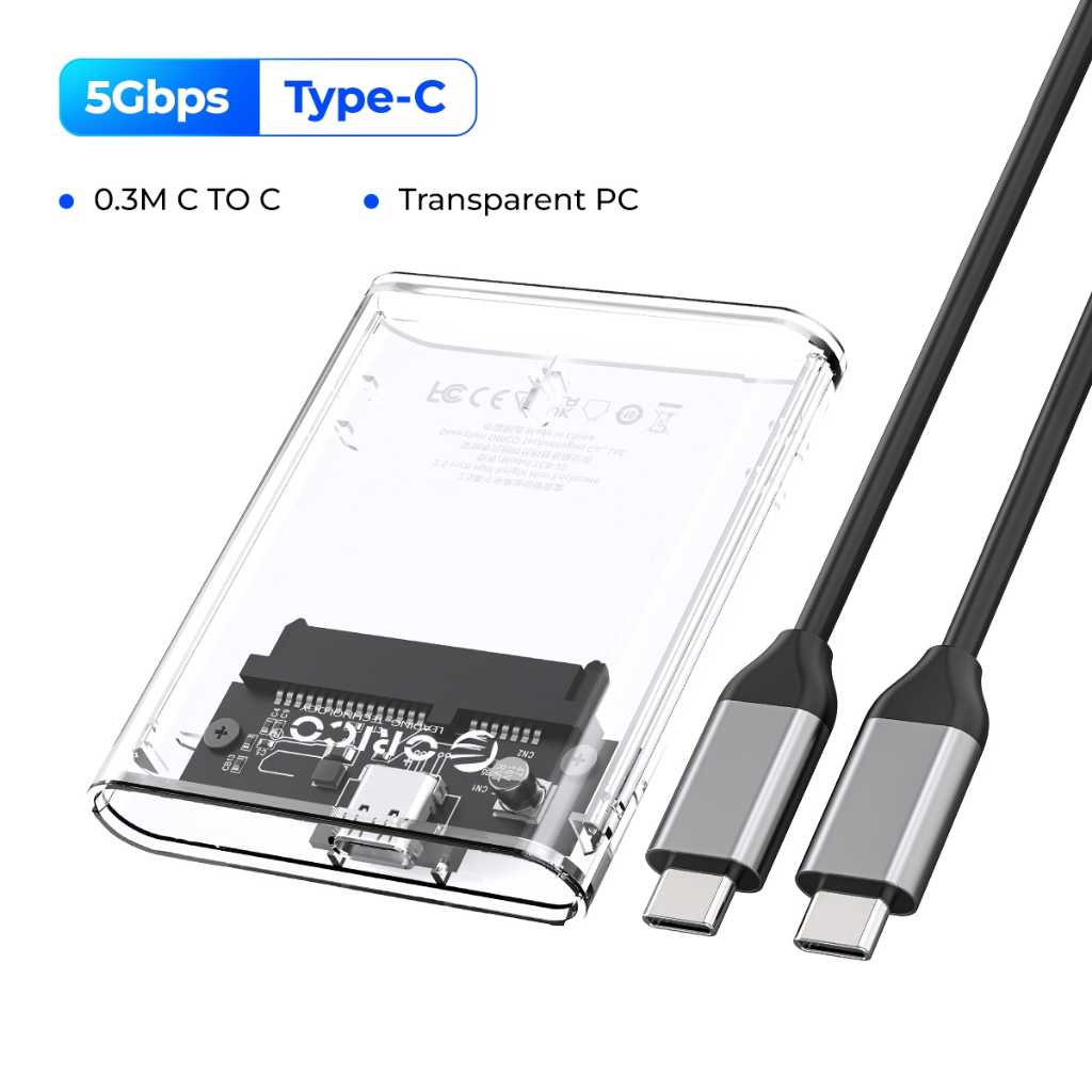 Orico 2.5" hdd/ssd enclosure usb 3.1 5gbps sata to type c ssd ard drive enclosure hdd adapter sata ssd box for 2.5" half size sata iii ssd