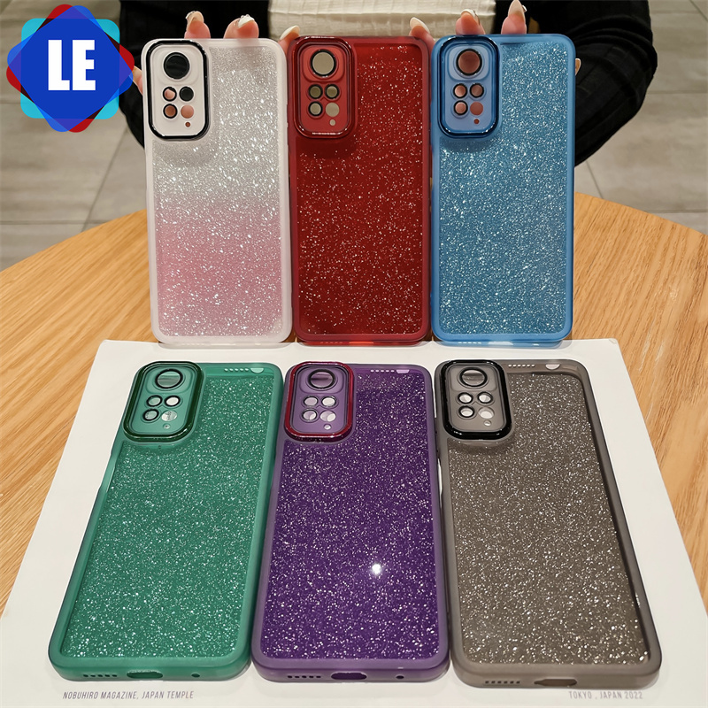 Casing for Redmi Note 11s / Redmi Note 11 / Redmi Note 11 Pro / Redmi Note 10s / Redmi Note 10 / Redmi Note 10 Pro Luxury Laser Glass Lens Film TPU Shockproof Soft Phone Case