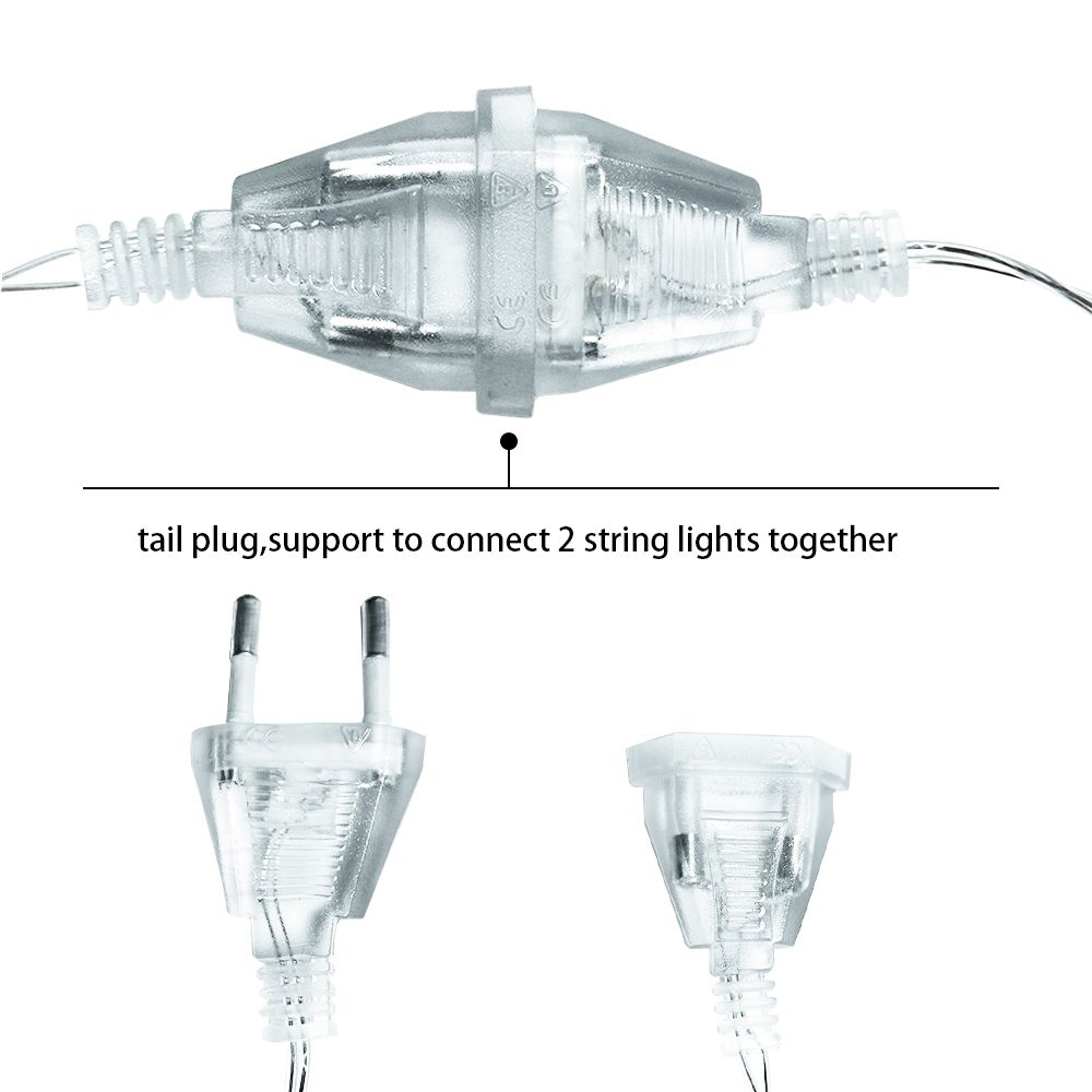 XIUZH036 Standard EU Plug Christmas Lights LED String Light Cable Plug 3M 5M Transparent Extension Cable Extender Wire Power Extension Cord Light String Extension Cord
