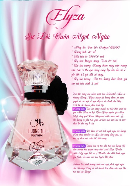 Nước hoa nữ cao cấp Elyza HƯƠNG THỊ PLATINUM - 30ml